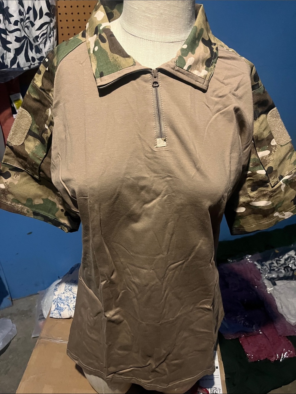 Tactical Short-Sleeve men's  Polo in Brown with Camo Accents